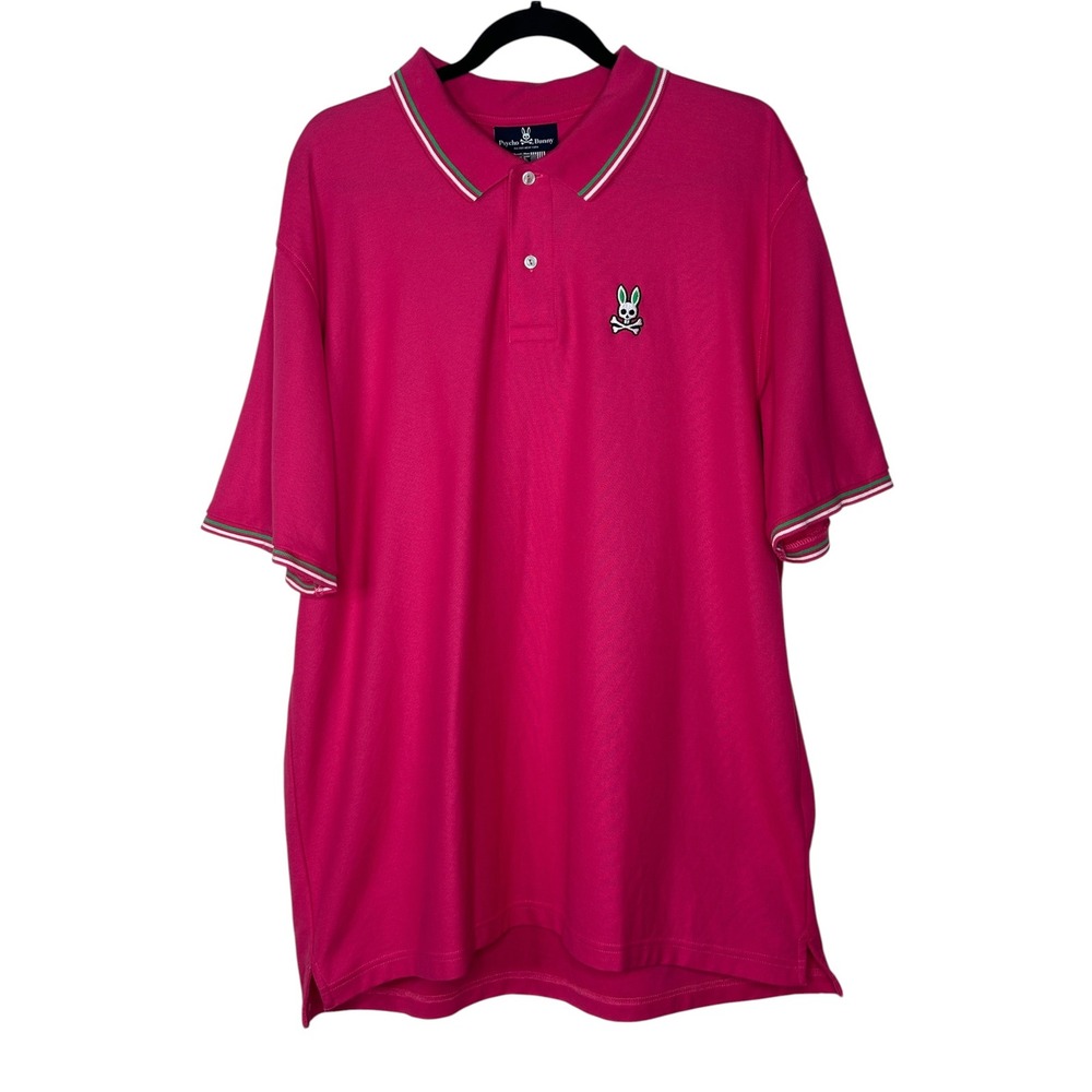Psycho Bunny Polo Shirt SZ 9 3XL Pink Pima Cotton Pique Tipped Short Sleeve